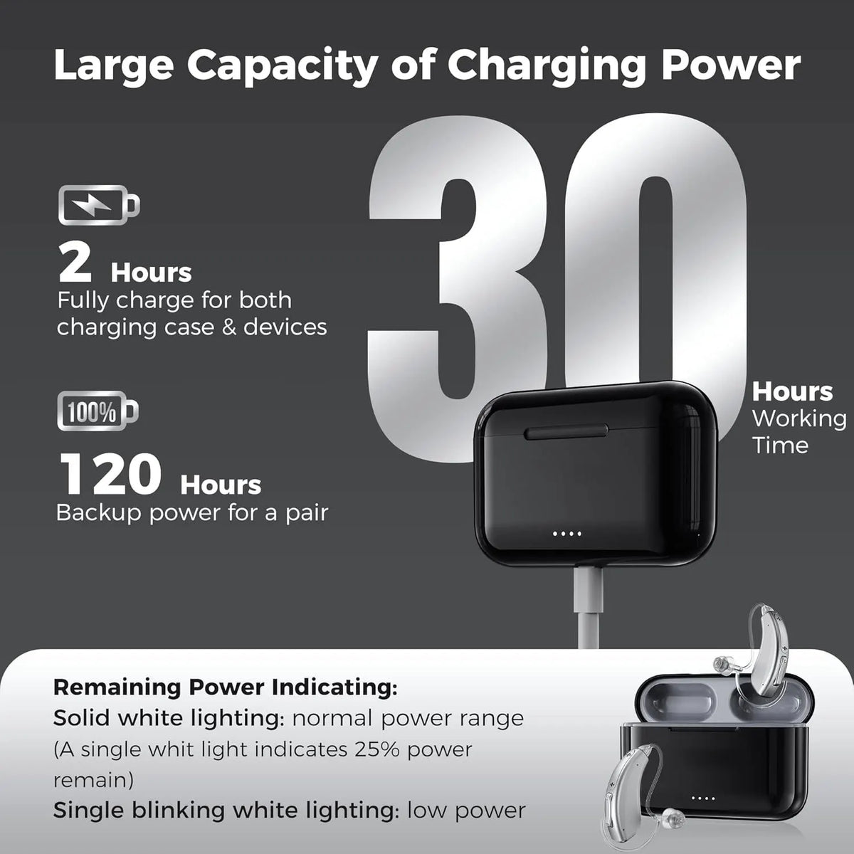 Rechargeable Hearing Aids for Deafness Elderly Digital Hearing Aid Sound Amplifier High Power Smart Noise Reductions Audifonos