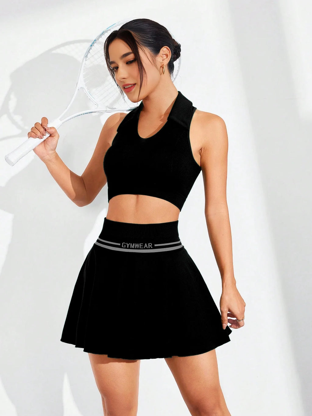 Women's Seamless Knit Tennis To Badminton Skirt Short Fitness Yoga Dress Court Mini Sports Skirt Sports Wear for Gym Summer
