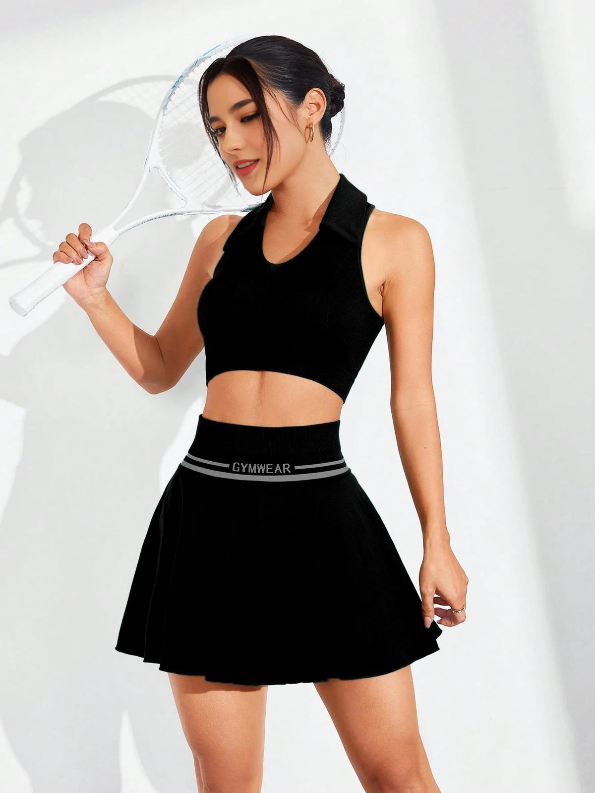 Women's Seamless Knit Tennis To Badminton Skirt Short Fitness Yoga Dress Court Mini Sports Skirt Sports Wear for Gym Summer