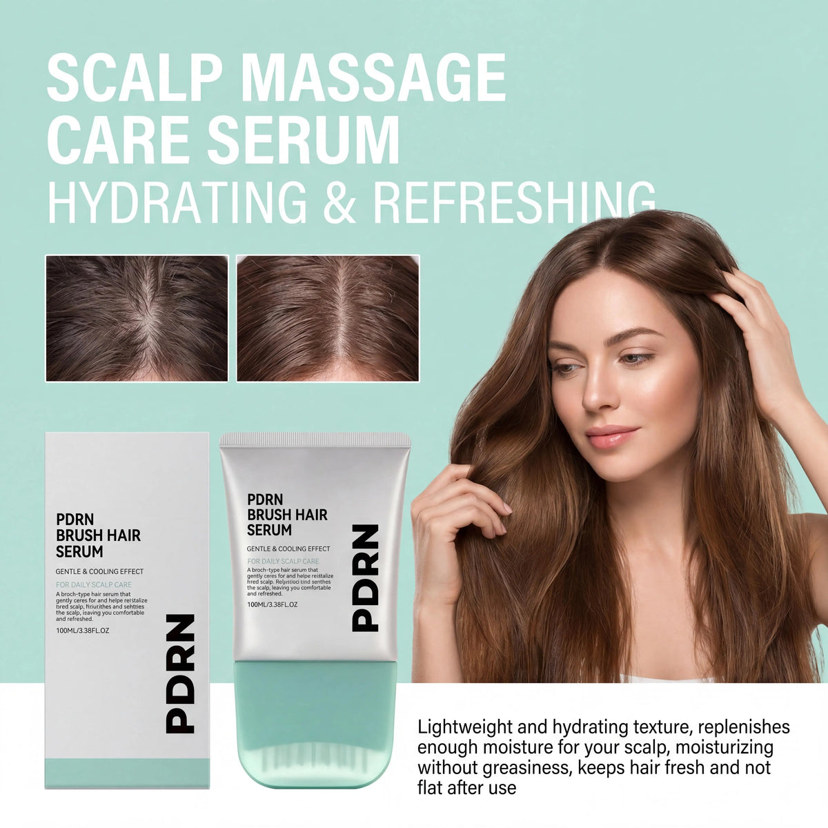 PDRN Scalp Serum With Brush Applicator,Strengthen Hair Follicle Root Hair Growth Serum, Scalp Treatment For Fuller Looking Hair