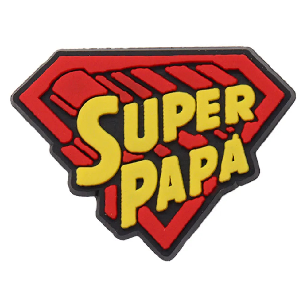 1-34PCS Cartoon Papa Happy Father's Day Best Dad Heart PVC Shoes Charms Accessories Buckle Clog Decorations DIY Bracelet