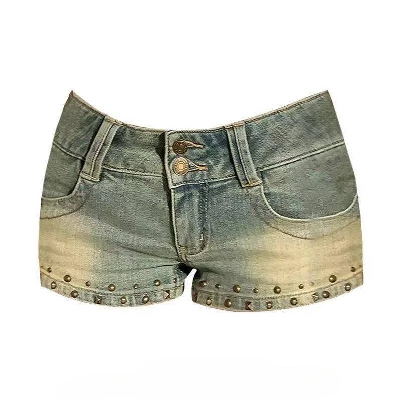 Summer Women Y2k Streetwear Gyaru Harajuku Fashion Grunge Vintage Coquette Low Rise 2000s Jean Shorts Denim Hot Pants Japanese