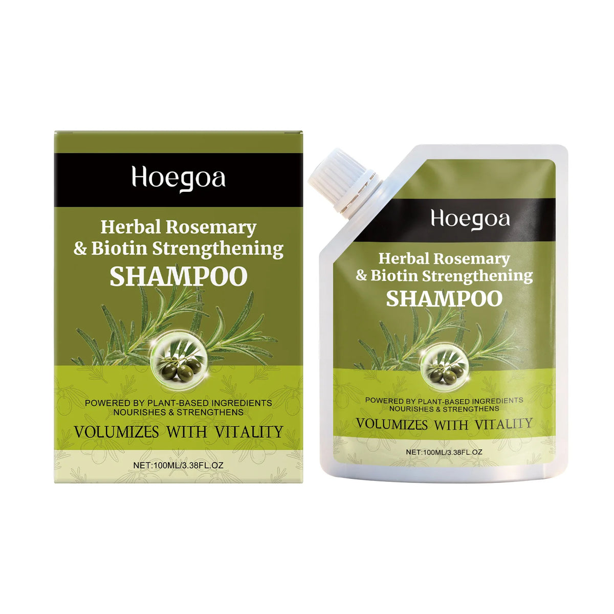 Hoegoa Herbal Rosemary Strengthening Shampoo Anti Hair Loss Thicker Fuller Growth Scalp Care Reduce Breakage Oil Control Shampoo