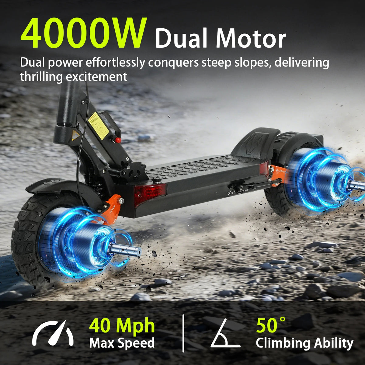 Electric Scooter  Dual Motor 2000W*2 for Adults, 60V Battery, 40mph Max Speed, Up to 50 Miles Range, 10 Inch Tires