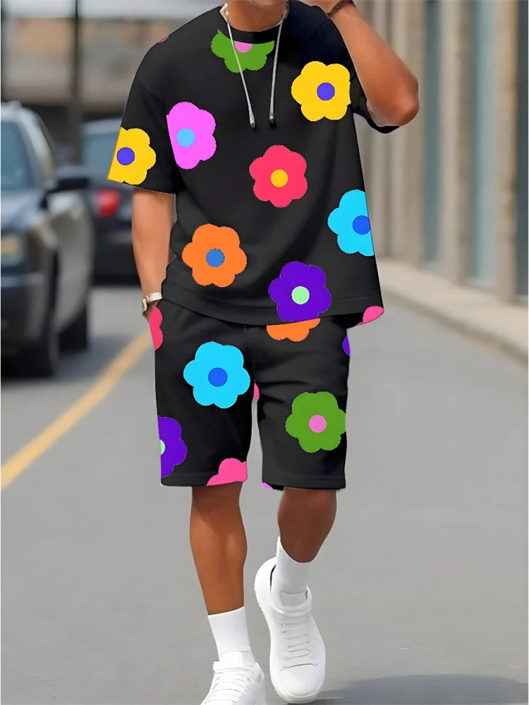 Summer Daily Casual Men's Short Sleeve Shorts Package Urban Street Men's Fashionable T-shirt Outdoor Sports Men's Shorts