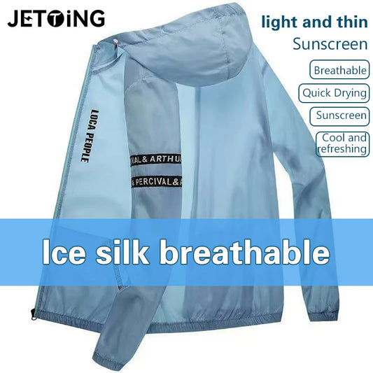 Summer Sun Protection Clothing Men's Casual Waterproof Quick-drying Bicycle Hooded Jacket Plus Size Hiking Thin Skin Windbreaker