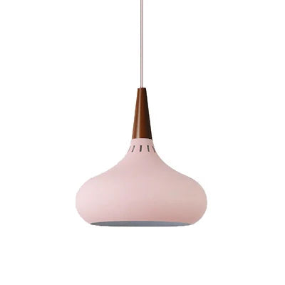 GEW Nordic Modern Funnel Pendant Light Wood Aluminum E27 Multi Color Hanging Lamp for Dining Kitchen Island Bedside