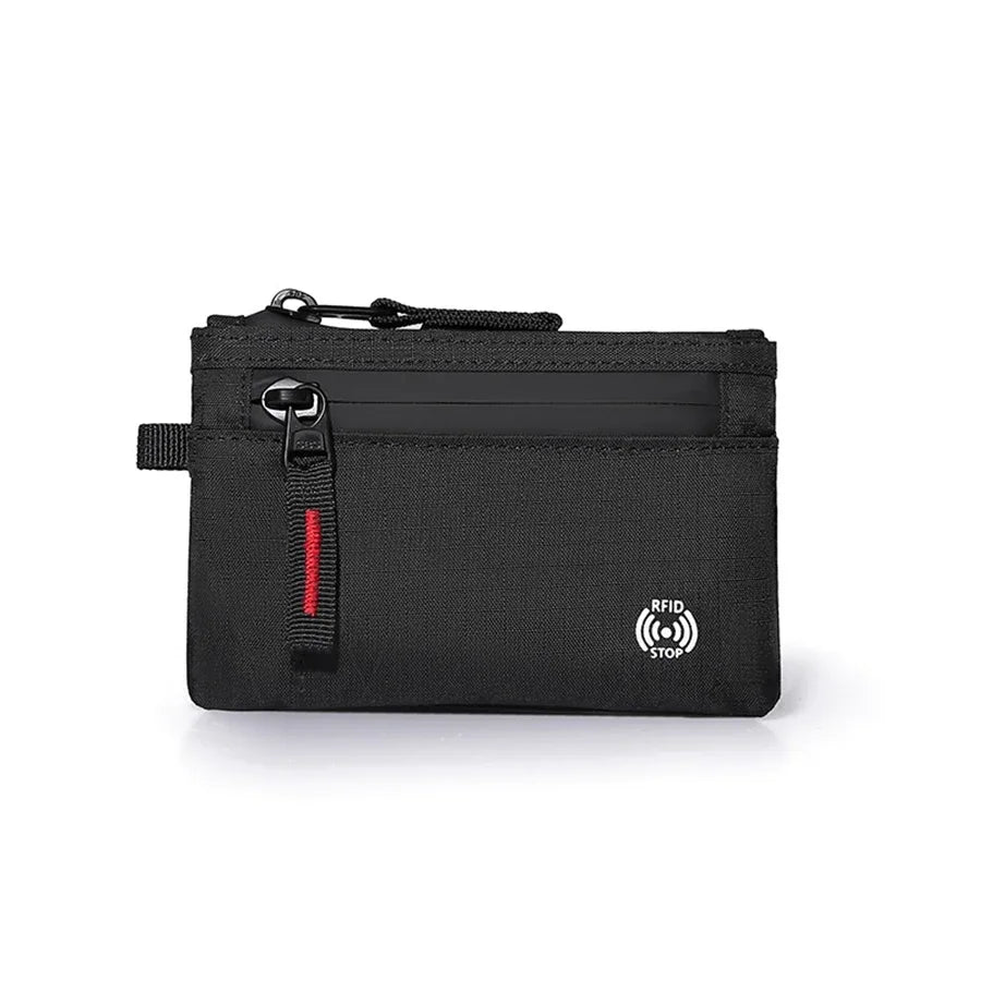 RFID Blocking Mini Travel Wallet Anti‑Scan Card Pouch with Keychain, Portable Coin Purse for Travel Daily Use Slim Light