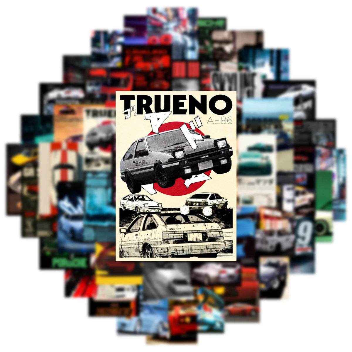 50/100PCS JDM Retrofit Racing Car Graffiti Stickers for Laptop Skateboard Luggage Guitar Bike Waterproof Decals
