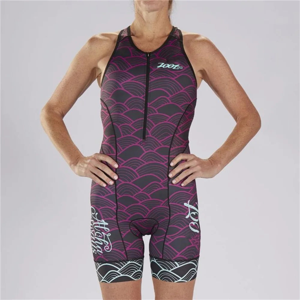 Zootekoi Women's Triathlon Short Sleeve Skinsuit Bike Mtb Clothing Body Swimming Suit Jumpsuit Maillot Roupa Running Clothes