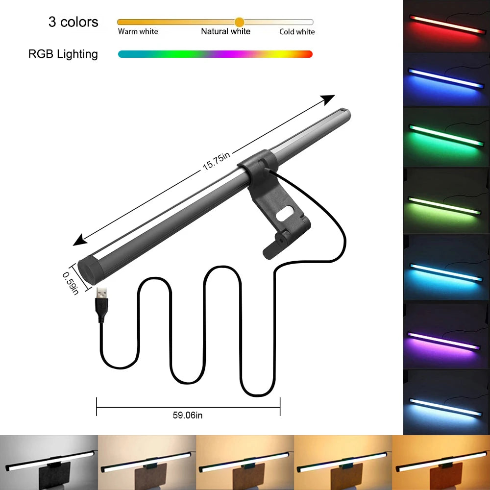30CM LED Monitor Light Bar, Anti‑Glare Screen Hanging Fill Lamp, Eye‑Caring Smart Desk Lamp for Office Reading, Gaming Screen Lighting