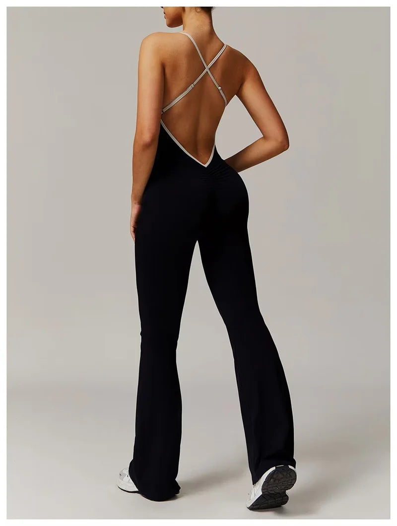 Summer Sport Yoga Jumpsuit Dance Traning Bell Bottoms One-Piece Clothes for Women  Sport Set Women Workout Clothes for Women