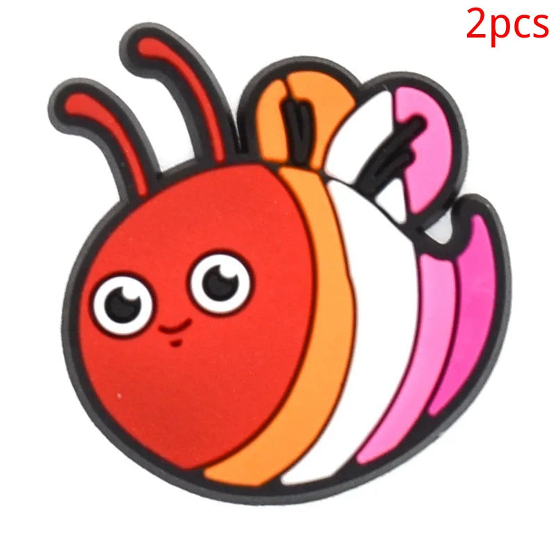 New rainbow shoe charm hole shoe accessories DIY shoe accessories PVC soft rubber shoe buckle jewelry spot wholesale