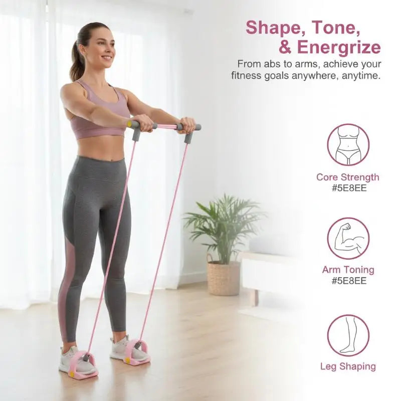 4-Tube Resistance Bands Yoga Pedal Puller Elastic Pull Rope Fitness Equipment For Abdomen Waist Arm Training