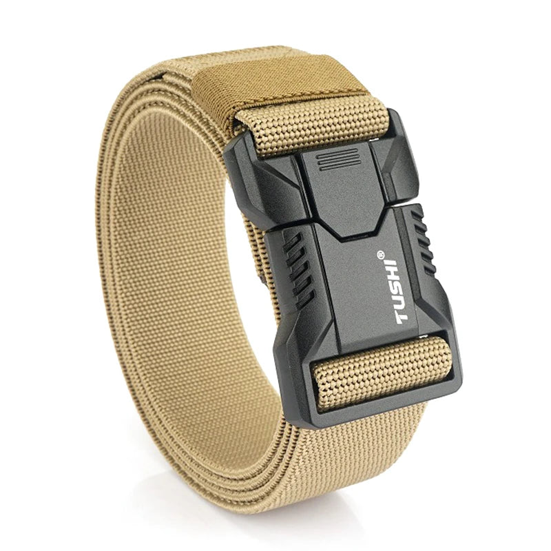 VATLTY New Tactical Outdoor Belt for Men and Women Aluminum Alloy Buckle Quick Release Elastic Belt Casual Belt Jeans Waistband
