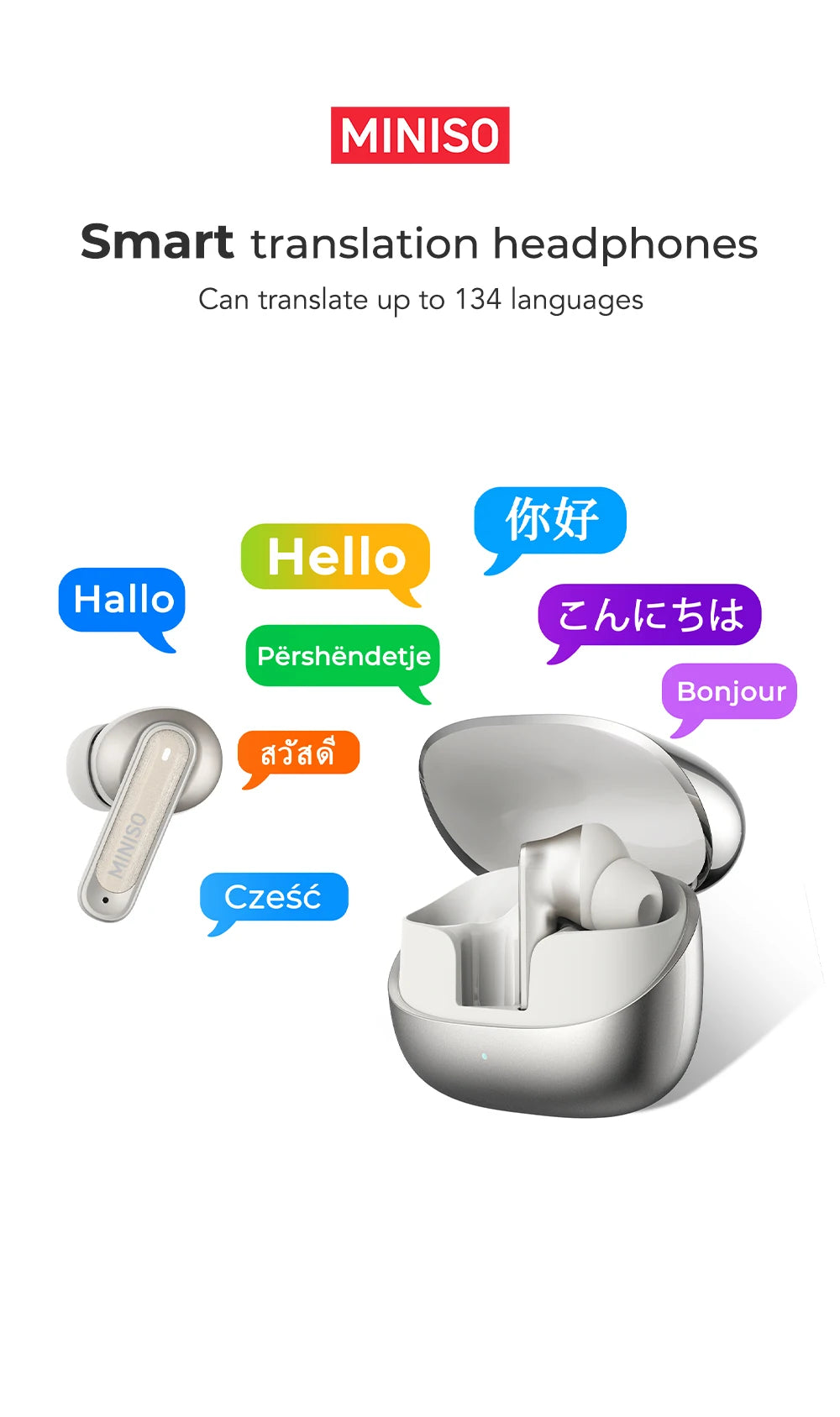 MINISO MS106 Bluetooth Earphone TWS Wireless Headphones Long Battery Life Sports Earphones Noise Reduction Comfortable Earbud