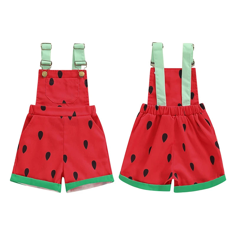 Citgeett Summer Kids Girl Watermelon Overalls Casual Shorts Jumpsuit Pockets Casual Clothes Suit