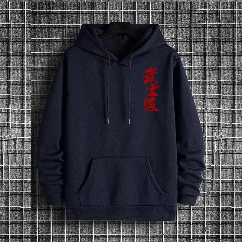 Japan Bushido Print Streetwear Hoodies 2025 Urban Fashion Hooded Sweatshirt Male Trendy Casual Autumn Winter Hoody Men's Clothes