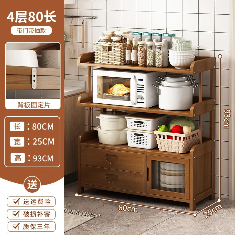 Multifunctional Kitchen Microwave Oven Shelf Multi-layer Storage Rack for Dishes Seasonings Sundries Corner Side Cabinet Organiz