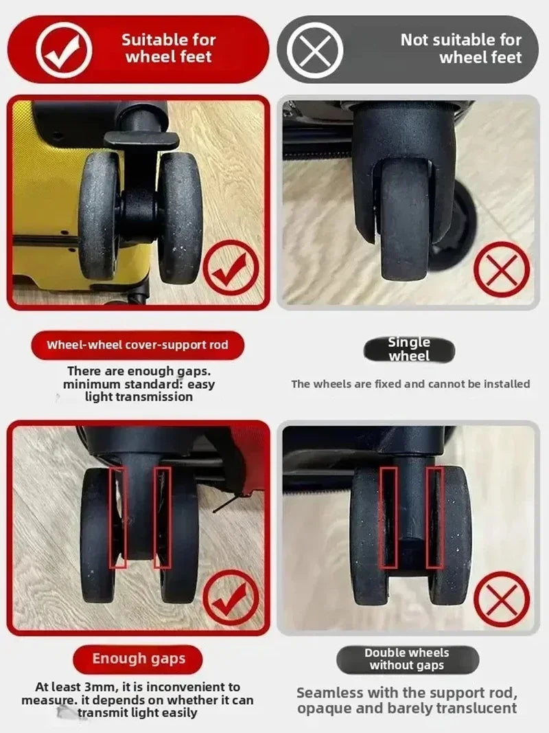 8 Pcs Silicone Luggage Wheel Protector Shoes Suitcase Casters Anti Abrasion Noise Min Travel Rolling Luggage Accessory Parts