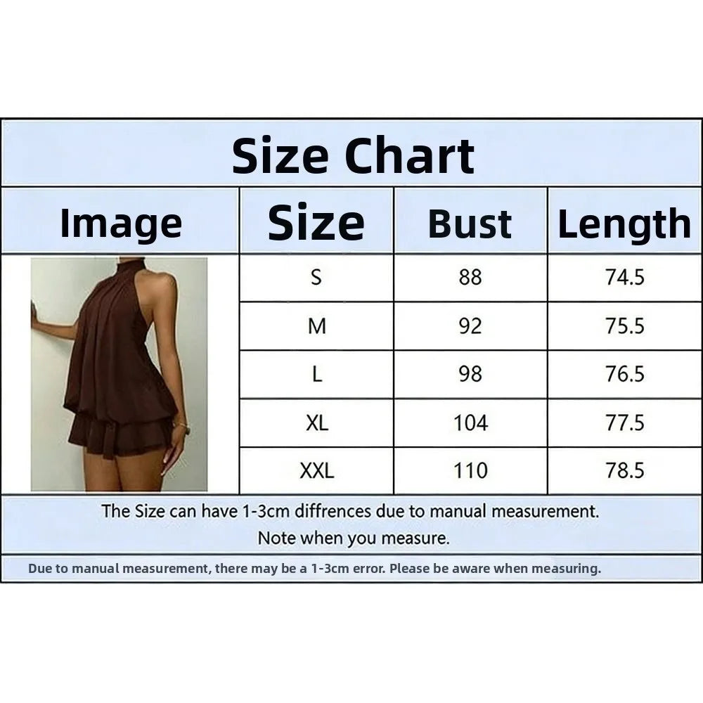New Halter Tie Party Dress Backless Chiffon Going Out Dresses Sleeveless Ruffle Brunch Outfits for Women