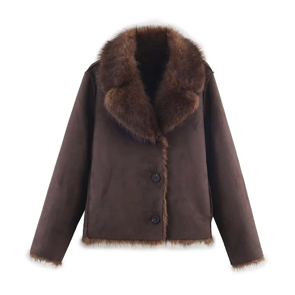 2026 Winter Women's Street Fashion Faux Fur Jackets For Women Long Sleeves Double-Sided Thick Warm New Casual Coats