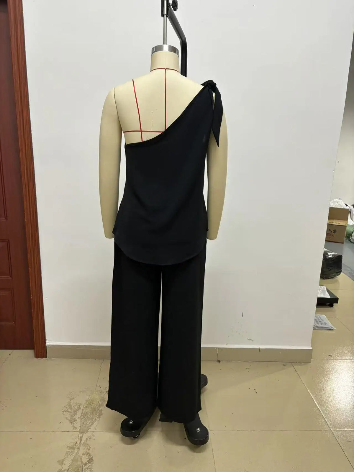 Summer Sexy Off Shoulder Tank Tops And Wide Leg Pants Two Piece Sets Casual Loose Solid High Waist Pants Sets Lace Tops Outfits