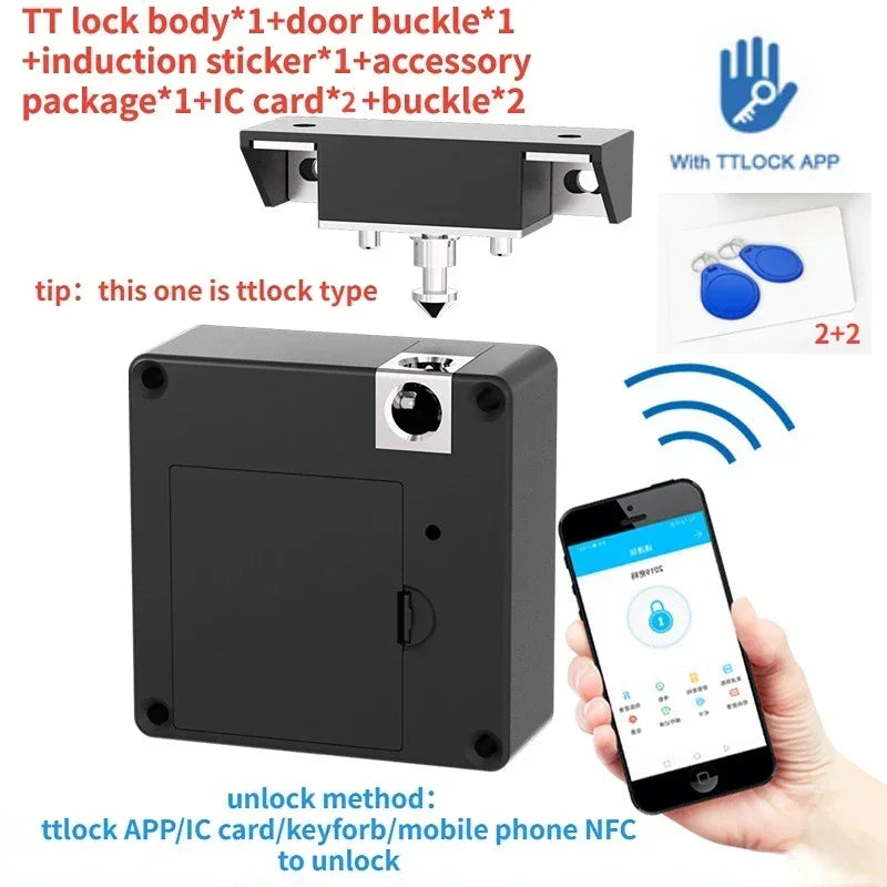 Smart Cabinet Door Lock Keyless Invisible Electronic Lock IC Card TTlock App Unlock Cabinet Locker Furniture Drawer Smart Locks