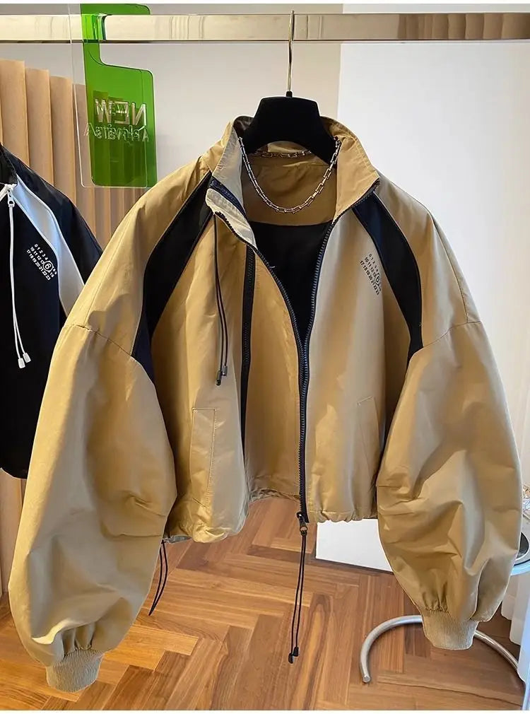 Spring Autumn Zipper Sweatshirt Men Bomber Jacket Cargo Coat Windbreaker Long Sleeve Outdoor Outerwear Black Men Clothing New