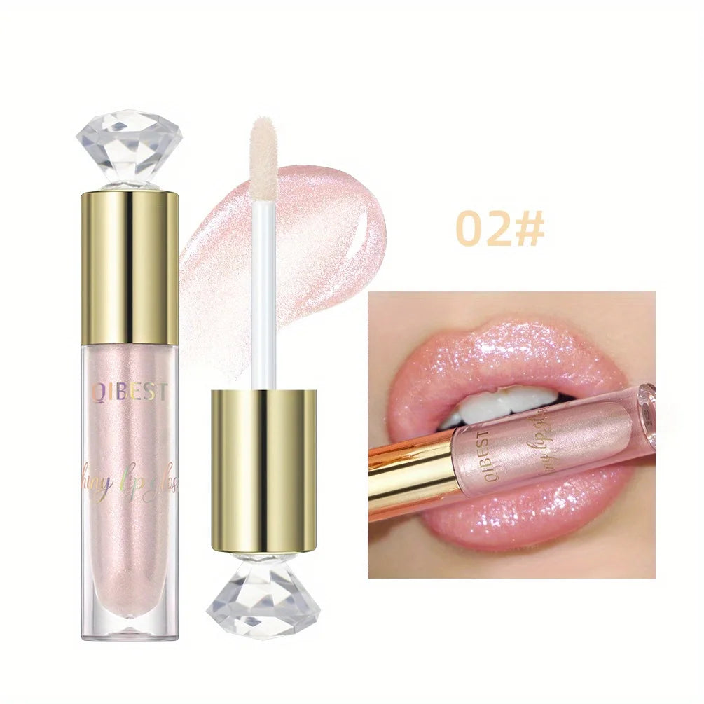 Shiny lip gloss, sparkling crystal, water-permeable and long-lasting color rendering, light and rich