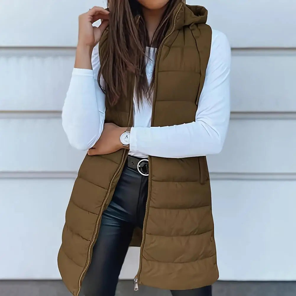 2025 Women  Down Vest Women's Puffer Vest Casual Zip Up Quilted Padded Vest Hooded Sleeveless Down Jacket Winter Warm Outerwear