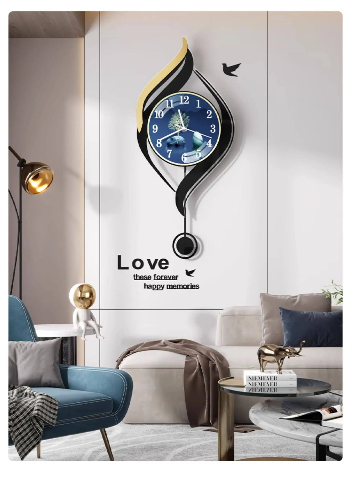 Chinese Style Xenomorph Wall Clock Modern Creative Luxury Metal Art Decor Silent Wall Watch For Living Room Study Home Decor