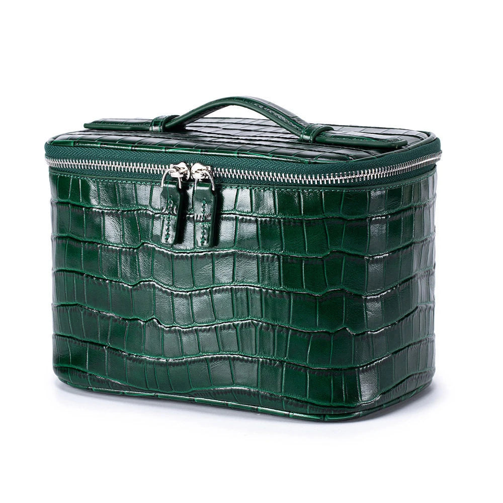 Customized Name 'Crocodile Pattern' Leather Portable Large-Capacity Multi-Zone Storage Makeup Bag Storage Bag