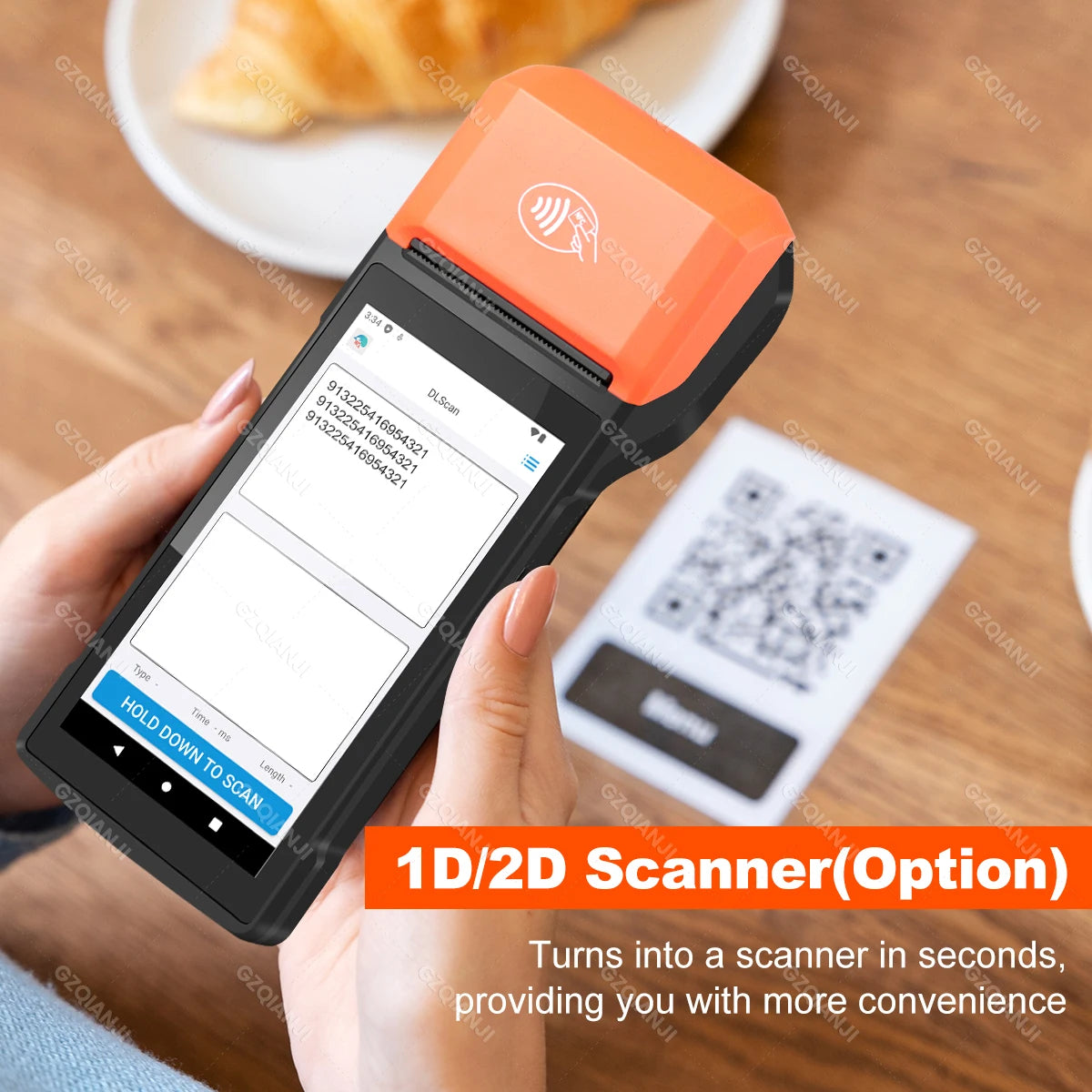 Handheld Android POS PDA Terminal 58mm Receipt Bill Thermal Printer All In One with NFC Camera 1D 2D Barcode Reader Optional
