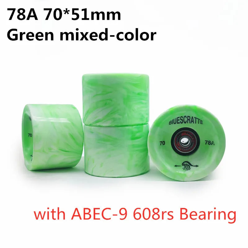 4pcs 70mm 51mm 80 duro Longboard Wheel for 70mm Skateboard Tire 80A Durable Elastic PU Ruedas for Road Street Skate Board Rodas