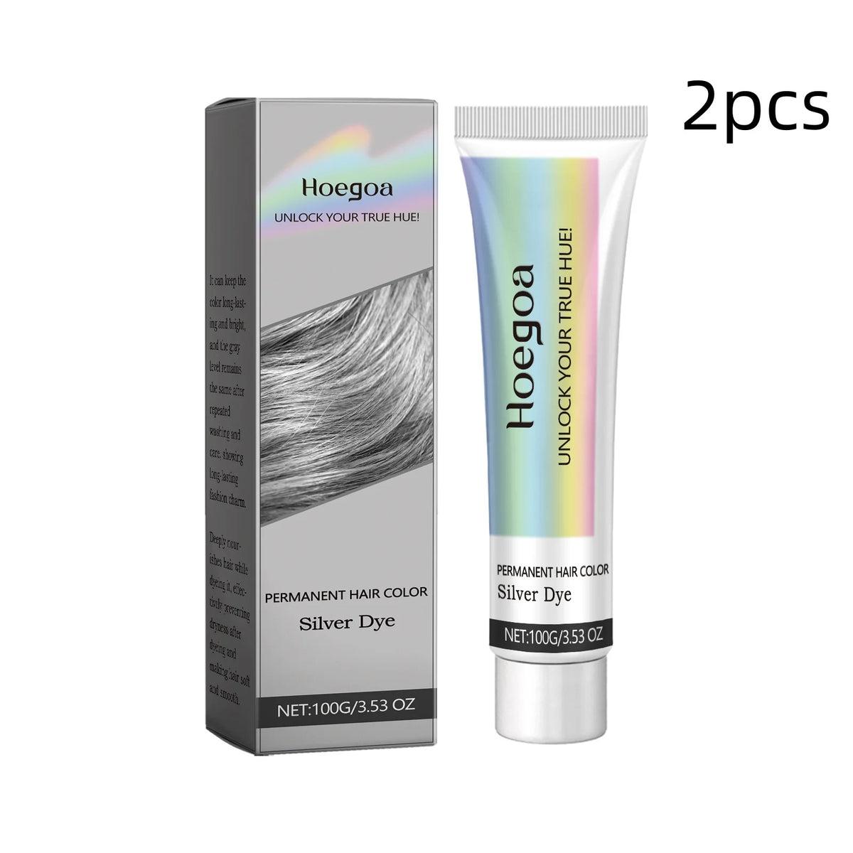 Hoegoa Silver Hair Dye Long lasting Color Nourishing Hair Shiny Smooth Easy Coloring Fashion Professional Grey Hair Dye Cream