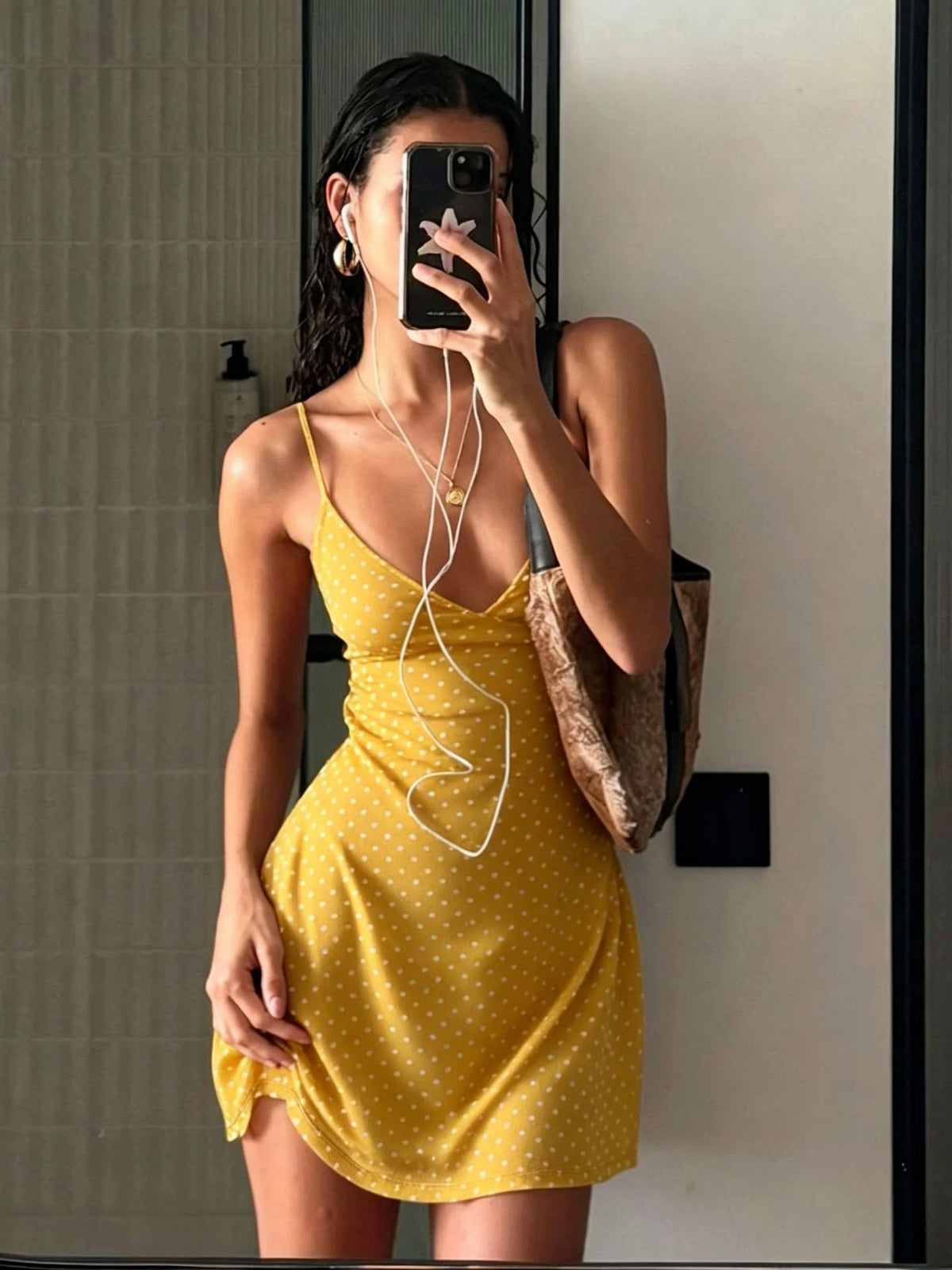 Summer Women's Dress Y2K Sweet Lady Fashion Street Women Dot Print Casual Simple Basic Sleeveless Dress Women's Chic