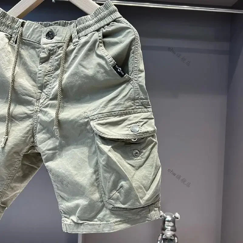 2025 Summer Work Shorts for Men Casual Multi-pocket Loose Elastic Five Points