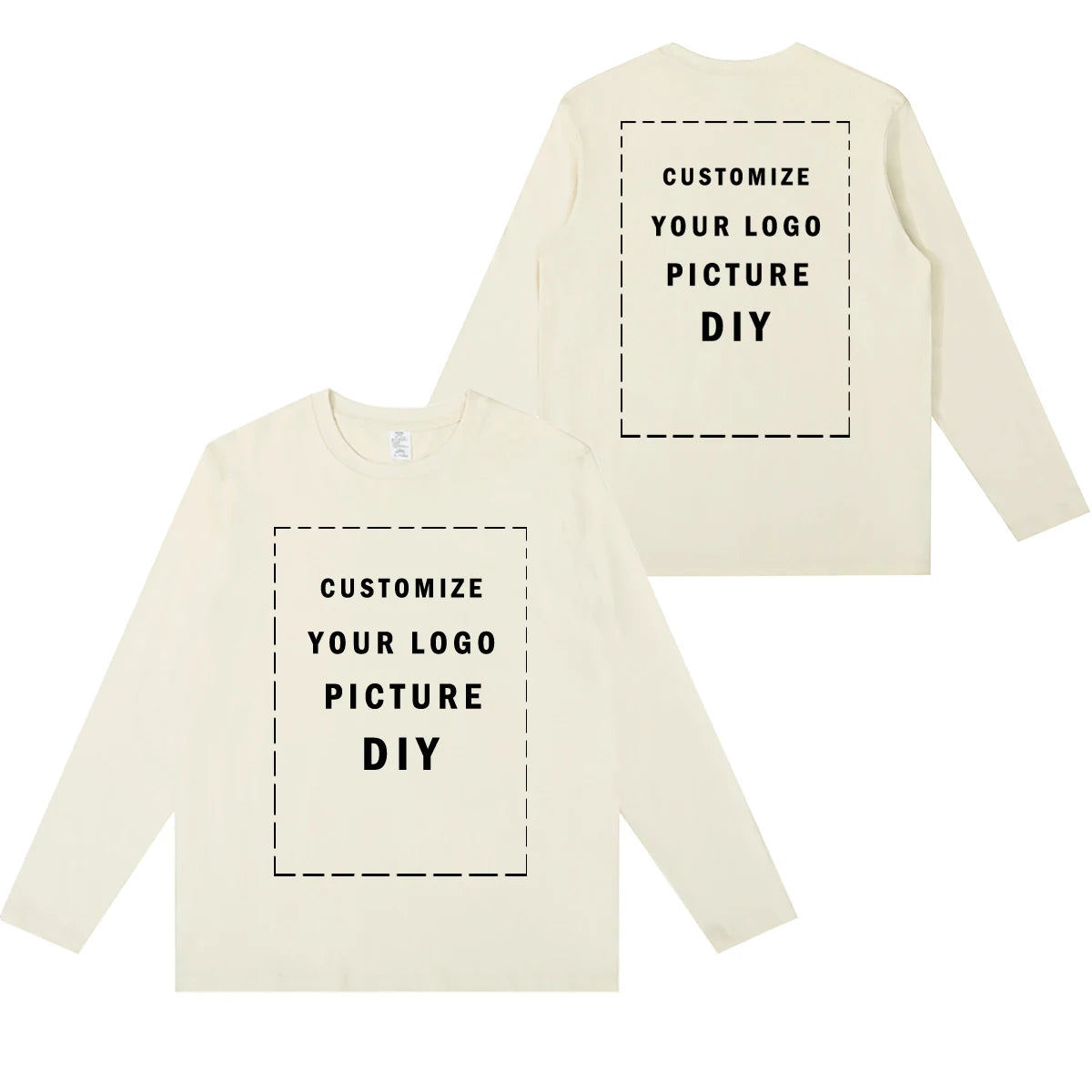 DIY Customize Long Sleeve T-Shirt Fashion T-Shirt Men Women Your Logo/Picture 100% Cotton Oversized Autumn Winter Tops