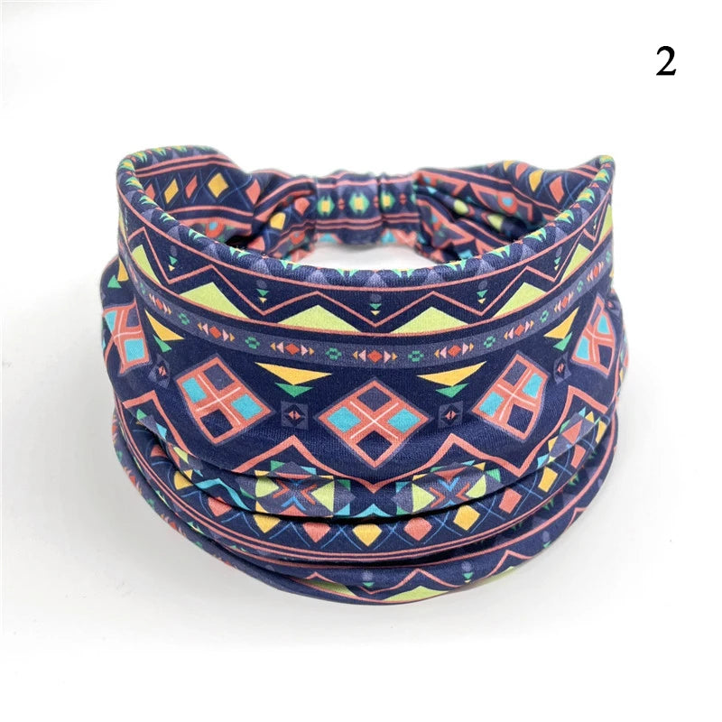Bohemian Knot Turbans Yoga Elastic Head Wrap Women Fashion Vintage Elastic Hair Band Lady Wide Headbands Female Hair Accessories