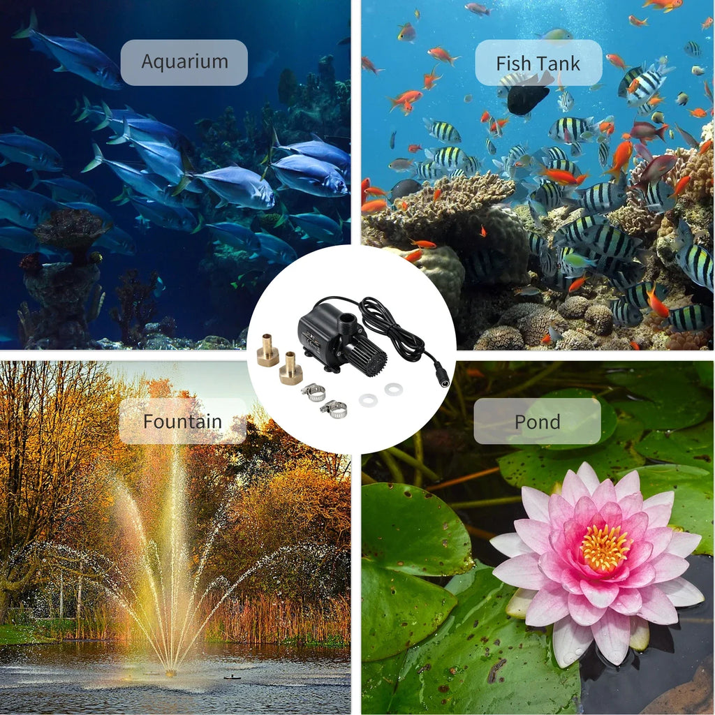 Super Quiet 800L/H DC 12V Brushless Pump Motor Water Circulation Submersible Pump for Fountain Pool Fish Tank Aquariums