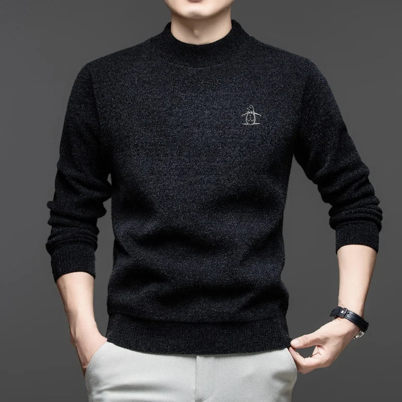 High Quality Hot Selling Autumn Winter Comfortable New Knitted Sweater Men's Personalized Brand Penguin Embroidery Warm Pullover