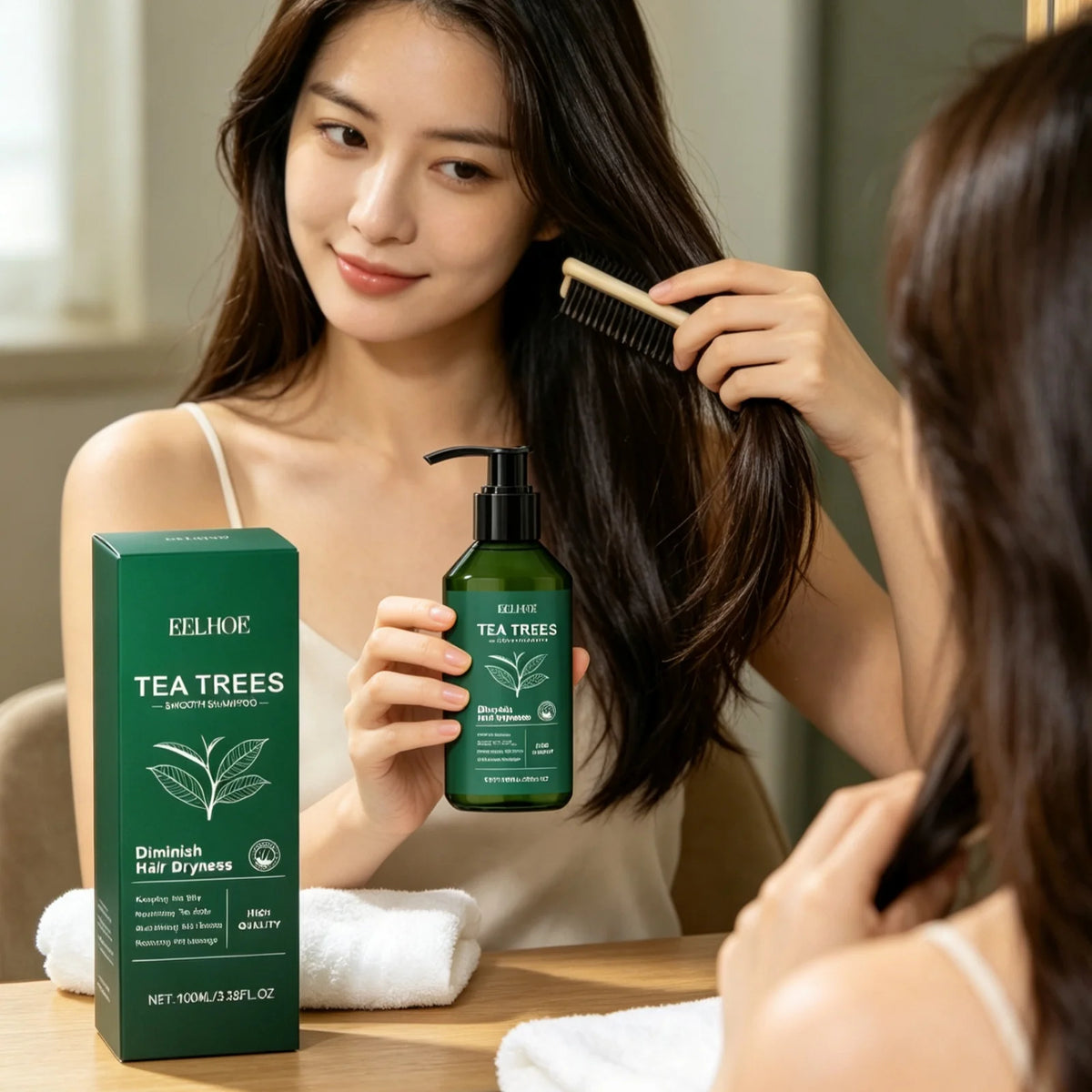EELHOE Tea Tree Shampoo Repair Damaged Long Lasting Moisturizing Oil Control Dandruff Removal Gentle Cleansing Hair Care Shampoo