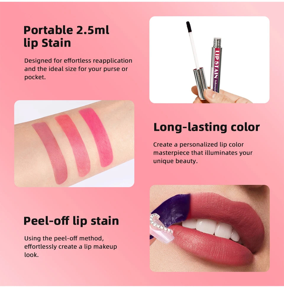 Lakerain Peel-off Lip Gloss Matte Natural Mist Lip Tinted Waterproof Long Lasting Lipstick Makeup Tear Contour Stain Cosmetics