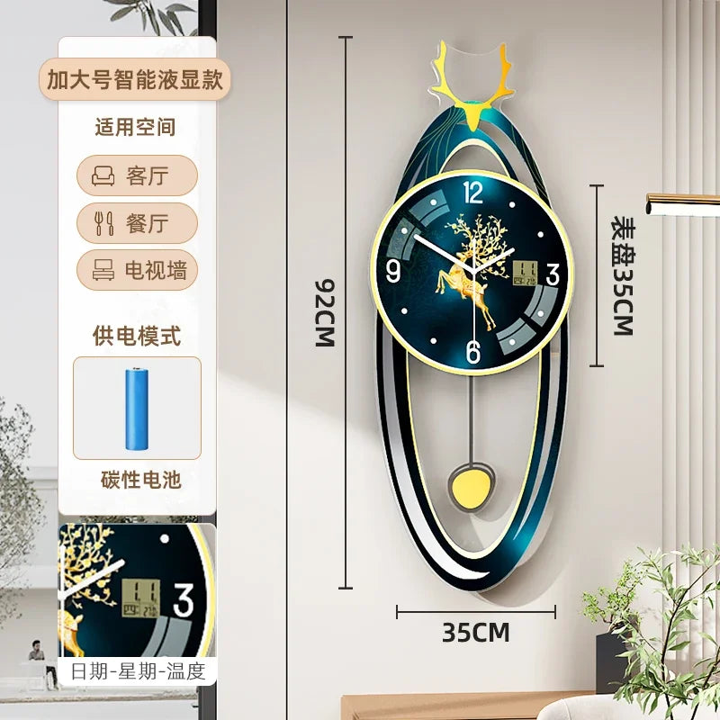 European Illuminated Clock Unique Nordic Pendulum Silent Luxury Wall Clock Aesthetic Modern Design Reloj De Pared Wall Decor