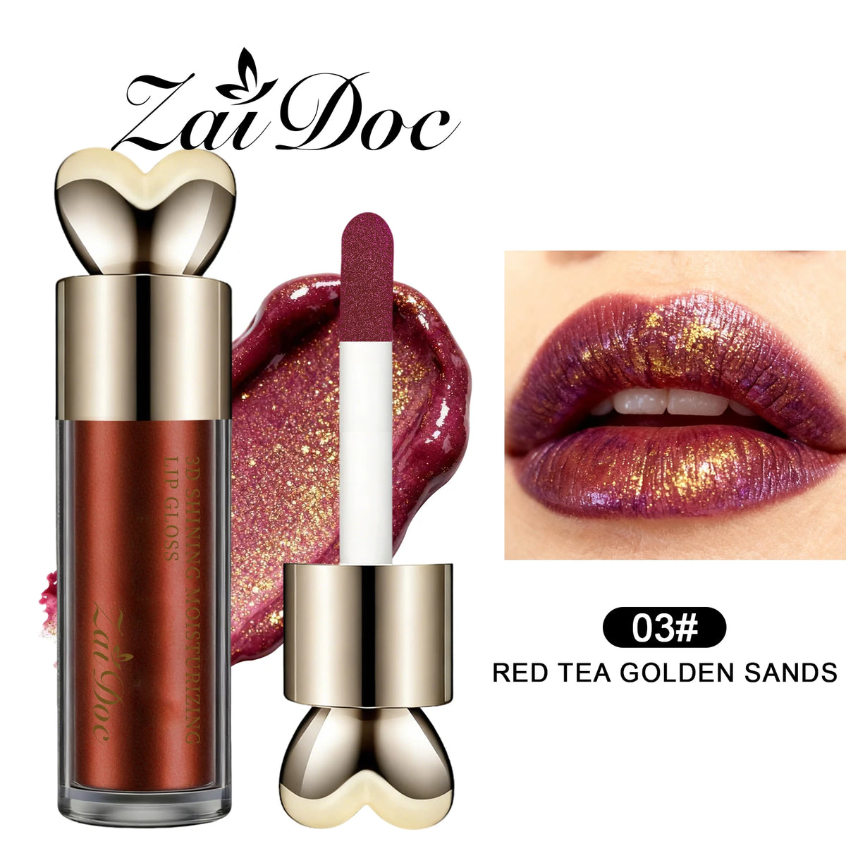 ZaiDoc Muti-Pcs 3D Plumping Shimmer Lip Gloss 6 Colors Moisturizing Glossy Finish Optional Hydrating Lip Oil Glaze Long Lasting Non-Sticky Liquid Lipstick for Girls Daily Makeup Cosmetics