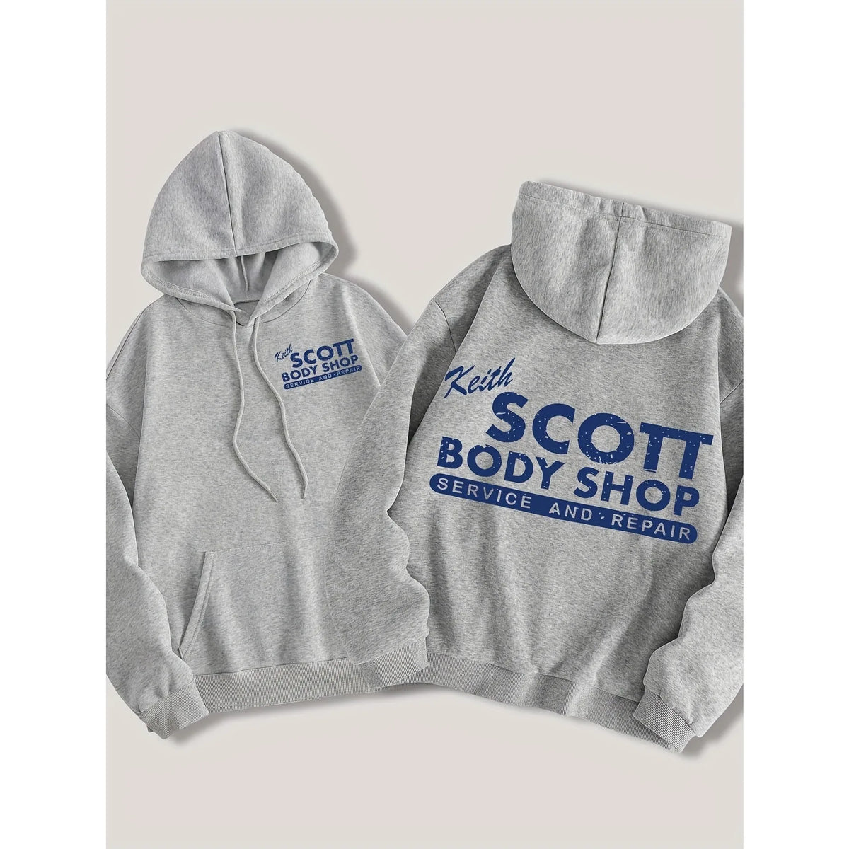 Men's Keith Scott Body Shop Hoodie Hip Hop Sports Casual Streetwear Retro Mechanic Print Oversized Pullover Sweatshirt Tops