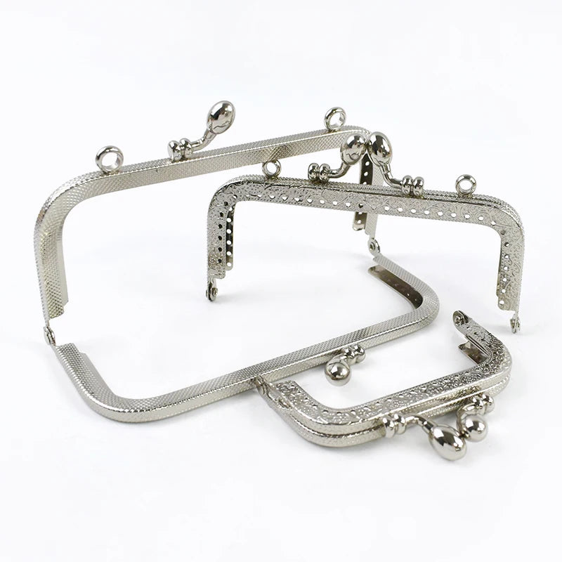 1/2/5Pcs Silver Embossed Metal Purse Frame Kiss Clasp  8.5-20cm Bag Handle for Handbag Wallet WovenBag DIY Handmade Accessories