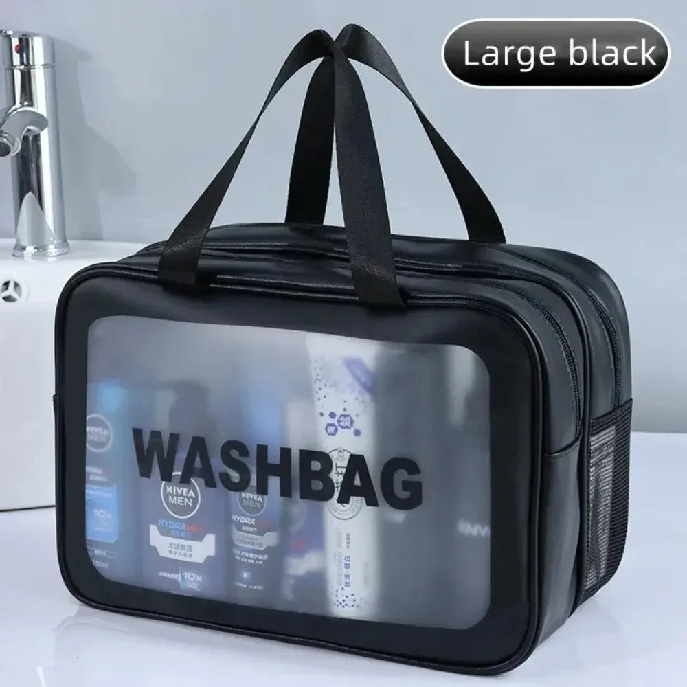 Dry-wet Separation Double Transparent PU Makeup Bag Portable Washing Bag Cosmetic Storage Bag Travel Fitness Swimming Essentials