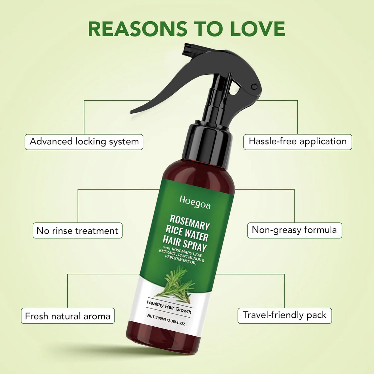 Rosemary Rice Water Hair Growth Spray – Korean Scalp Nourishing & Hydrating Treatment for Thinning Dry Frizzy Hair Care 100ml